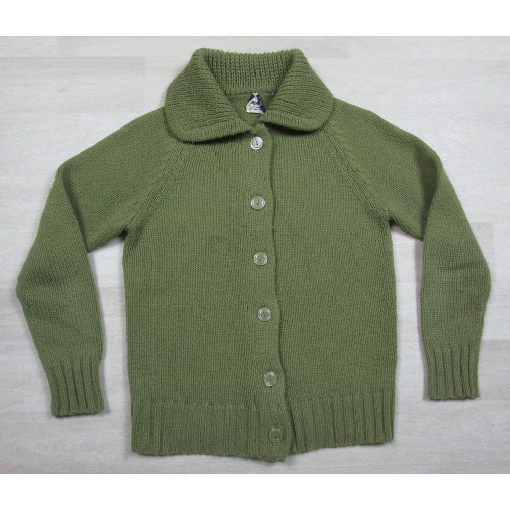 Vintage 60s Cardigan Sweater Womens Size‎ (M) Olive Green Boho Grunge